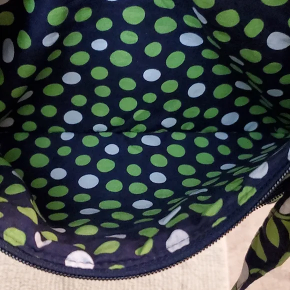 Vera Bradley LUCKY YOU large crossbody bag bucket purse green navy white - Picture 5 of 11